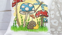 mushroom throw pillow for bed, cottagecore room decor, nature lover gift for women, woodland nursery decor, snail decor, outdoorsy gifts for