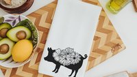 farm animal kitchen towel, floral farmhouse kitchen decor, pig dish towel, Christmas gifts for Mom, farmhouse throw pillows for couch, crazy