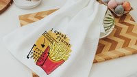 I speak fluent french fries funny kitchen towels, foodie gift, taco kitchen hand towels, fiesta kitchen decor, pizza gifts for her, taco