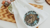 dont pet fluffy cow funny kitchen towel for stove, buffalo decor, bison gifts, western kitchen decor, best gifts for new homeowners, guest