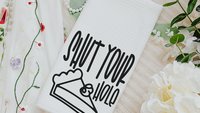 shut your pie hole funny kitchen towels, sarcastic gifts for women, sassy kitchen hand towels, baking gifts for her, snarky home decor, best