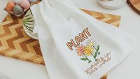 plant yourself in His word colorful daisy kitchen towel for friends, daisy gifts for women, Christian kitchen decor for Mom, adult baptism