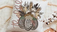 thankful pumpkin throw pillow covers 18x18 fall decor for home, leopard pumpkin kitchen towel, new home gift set, autumn decor pillow, best