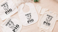 funny newborn pig gift set, I'm kind of a pig deal baby bundle, farm baby outfit boy, for girl, pig gift for babies, teacup pig baby outfit