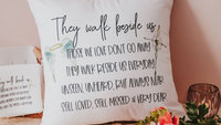 they walk beside us every day memorial throw pillows for sofa, those we love don't go away remembrance gifts for grandmother, loss of mother