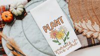 plant yourself in His word colorful daisy kitchen towel for friends, daisy gifts for women, Christian kitchen decor for Mom, adult baptism