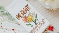 plant yourself in His word colorful daisy kitchen towel for friends, daisy gifts for women, Christian kitchen decor for Mom, adult baptism