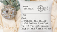 personalized hugged this pillow throw pillow for bed, traveler gifts for men, deployment gift for him, long distance relationship gift for