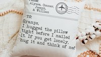 personalized for my dad hugged this pillow throw pillow for bed, unique Fathers day gift from kids, sentimental gifts for Dad, long distance