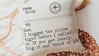 personalized for my dad hugged this pillow throw pillow for bed, unique Fathers day gift from kids, sentimental gifts for Dad, long distance