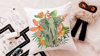 wild and free elephant throw pillow for bed funky decor, tropical decor for home, jungle nursery decor, elephant gifts for women, safari