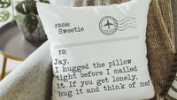 personalized hugged this pillow throw pillow for bed, traveler gifts for men, deployment gift for him, long distance relationship gift for