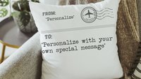personalized for my dad hugged this pillow throw pillow for bed, unique Fathers day gift from kids, sentimental gifts for Dad, long distance