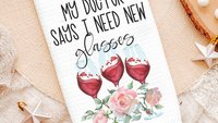 i'm outdoorsy i drink wine on the patio wine kitchen towel funny kitchen sayings dish towels, wine gifts for women, wine Christmas gifts for