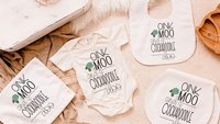 oink moo cockadoodle doo party outfit for baby girl coming home outfit, farm baby shower gift set, cute baby bibs, cow lovey blanket for