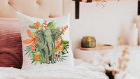 wild and free elephant throw pillow for bed funky decor, tropical decor for home, jungle nursery decor, elephant gifts for women, safari