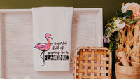 in a world full of pigeons be a flamingo kitchen towels for friends, flamingo Christmas gifts for beach lovers, secret Santa gifts for women