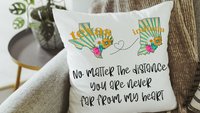 no matter the distance throw pillows for couch, long distance relationship gift for girlfriend, moving away gift for best friend, two states