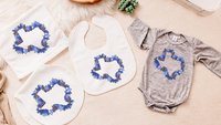 Texas bluebonnets baby girl layette set, Texas state flower baby bibs girl, cute Texas baby gift girl, floral Texas baby bodysuit bundle