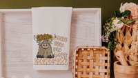 crazy heifer funny kitchen towels for women, highland cow gifts for cow lovers, cute cow kitchen decor, sunflower cow hand towels for