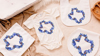 Texas bluebonnets baby girl layette set, Texas state flower baby bibs girl, cute Texas baby gift girl, floral Texas baby bodysuit bundle