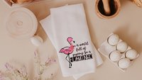 in a world full of pigeons be a flamingo kitchen towels for friends, flamingo Christmas gifts for beach lovers, secret Santa gifts for women