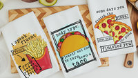 I speak fluent french fries funny kitchen towels, foodie gift, taco kitchen hand towels, fiesta kitchen decor, pizza gifts for her, taco