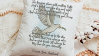 personalized dove of peace hug from Heaven pillow for couch, bereavement gift loss of mother sympathy gift for daughter, remembering a loved