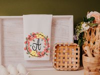 Personalized Poppy Kitchen Towel with Initial, 16x24