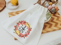 Personalized Poppy Kitchen Towel with Initial, 16x24