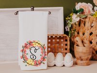 Personalized Poppy Kitchen Towel with Initial, 16x24