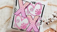 xoxo throw pillow for sofa, pink paw print pillow covers 18 x 18, dog mom gift, dog decor for home, Galentines day gifts for best friend