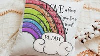 personalized dog rainbow bridge throw pillow for couch, remembrance pillow for sofa, grieving dog loss sympathy gift for women, loss of dog