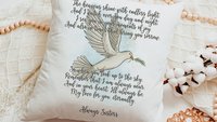 personalized dove of peace hug from Heaven pillow for couch, bereavement gift loss of mother sympathy gift for daughter, remembering a loved