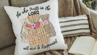 Isaiah 49 Bible verse throw pillow for dorm, Christian gifts for women faith gifts for her, scripture decor, floral throw pillow cover 18x18