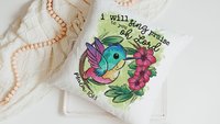 Psalm 101 I will sing praise to you oh Lord hummingbird throw pillow for nursery, Christian gifts for women faith gifts for her, tropical