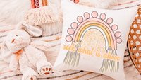 seek what is above faith kitchen towels for gifts, Colossians 3:1 Christian kitchen gifts for women, boho rainbow hand towels for guest bath