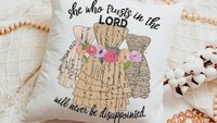 Isaiah 49 Bible verse throw pillow for dorm, Christian gifts for women faith gifts for her, scripture decor, floral throw pillow cover 18x18