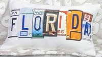 custom license plate state throw pillows for couch, realtor closing gift for buyers, Florida gifts, bungalow decor, moving away gift for