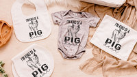 funny newborn pig gift set, I'm kind of a pig deal baby bundle, farm baby outfit boy, for girl, pig gift for babies, teacup pig baby outfit