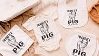 funny newborn pig gift set, I'm kind of a pig deal baby bundle, farm baby outfit boy, for girl, pig gift for babies, teacup pig baby outfit