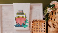 vacay vibes cute kitchen towels for beach, summer kitchen decor, destination wedding gift for couple, vacation home decor, coastal bathroom