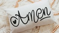 amen pillow for chair, minimalist Christian lumbar pillow cover 12x20, Christian gifts for women sisters in Christ, faith decor, godmother