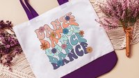 70s inspired retro flower tote bag for dance tote bag for girls, dance mom gifts, dance team senior gifts for college girls, Easter basket