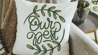 botanical throw pillow for sofa, our nest kitchen towels for friends, new home housewarming gift set for couple, greenery wedding gifts for