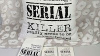 detective book reading nook pillow, dark humor gift set for best friend, serial killers and chill true crime gifts for women, funny coasters