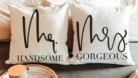 mr and mrs pillows for bed, unique wedding gifts for couple, romantic throw pillow set of two, newlywed stuff, his and hers gifts, bride and