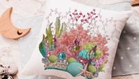 mermaid vibes colorful throw pillow for teenage girls, coral reef nursery decor girl, mermaid decor for girls room, reading nook pillow