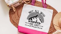 not all who wander are lost funny tote bag for women, sassy Christmas gifts for new moms, cute stocking stuffers for wife, reusable shopping