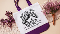 not all who wander are lost funny tote bag for women, sassy Christmas gifts for new moms, cute stocking stuffers for wife, reusable shopping